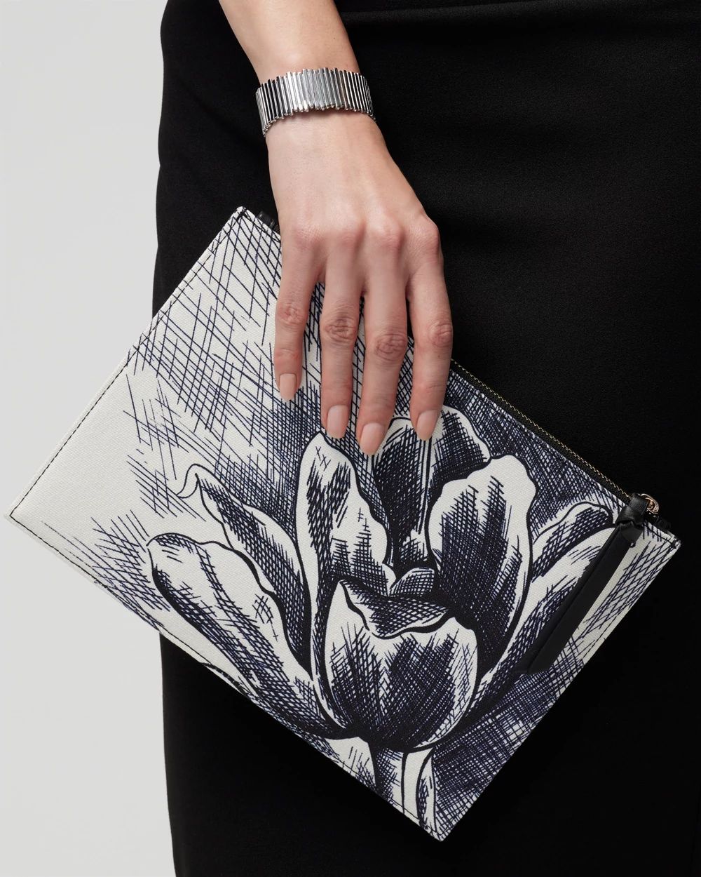 White and cheap black clutch bag